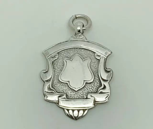 Antique 1927 English Sterling Silver Blank Unengraved Shield Medal Watch Fob