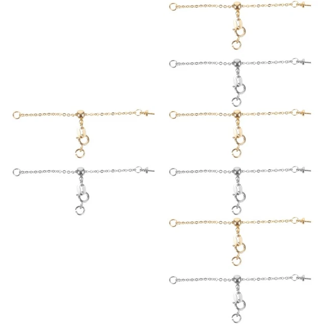 8 piezas Collar Ajustable Hágalo usted mismo Extensor Cadenas Pulseras Hacer Cadenas Joyería