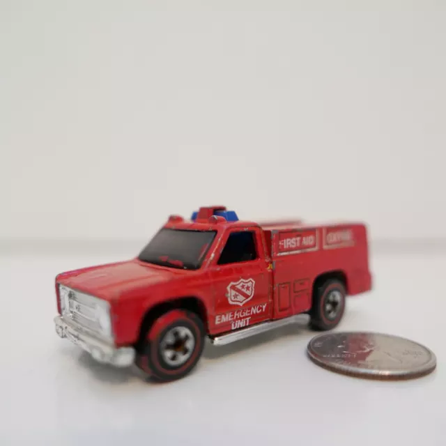 Vintage Hot Wheels Redline Emergency Unit 50 Red Fire Truck 1974 Hong Kong