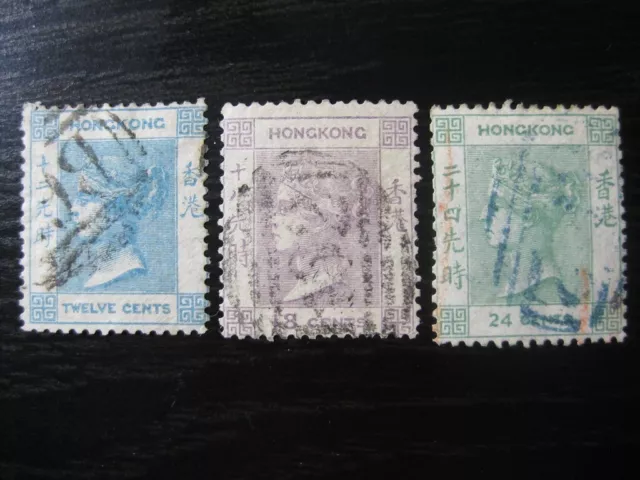 HONG KONG BRITISH COLONY Sc. #3-5 scarce used stamp lot! SCV $215.00