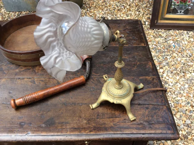 Antique Edwardian Cast Brass Pullman style Table Lamp.railway Carriage Lamp