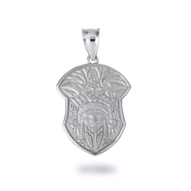 Silver Aztec Tribe Shield Pendant Necklace