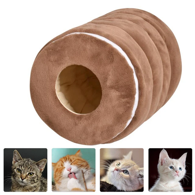 1 pieza túnel para gatos plegable cilindro de felpa gatitos cálidos casa cremallera nido