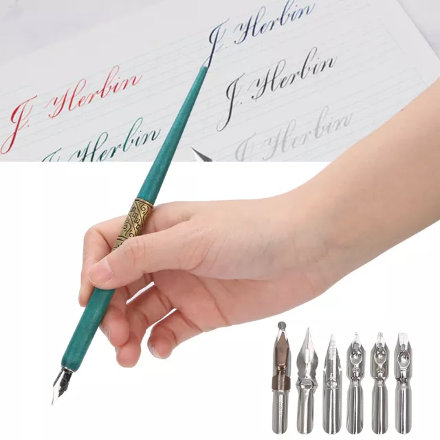 Innovative Dip Pen With 6Pcs Nibs For English Calligraphy Practicing Supply TOH