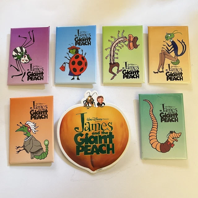 WALT DISNEYS COLLECTOR Pins Buttons James And The Giant Peach 7Pc 11 