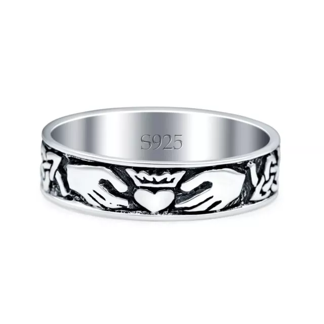 Claddagh Celtic Oxidized Band Solid 925 Sterling Silver Thumb Ring