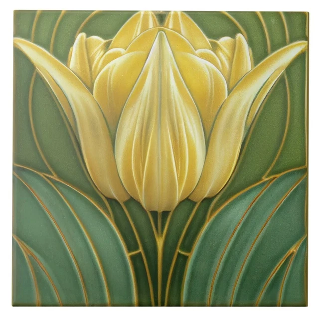 Ceramic Tile Reproduction German Art Nouveau Vintage Rare Majolica EuroVictorian