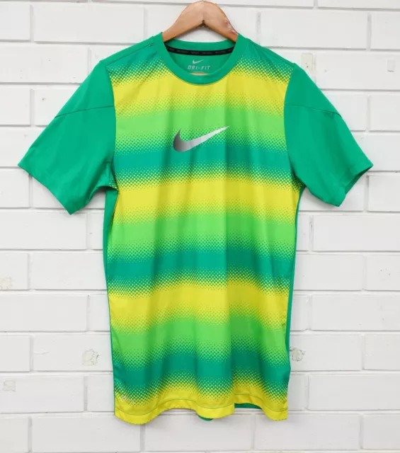 Nike T-Shirt GPX Lucid Yellow Green Black Football Size Large