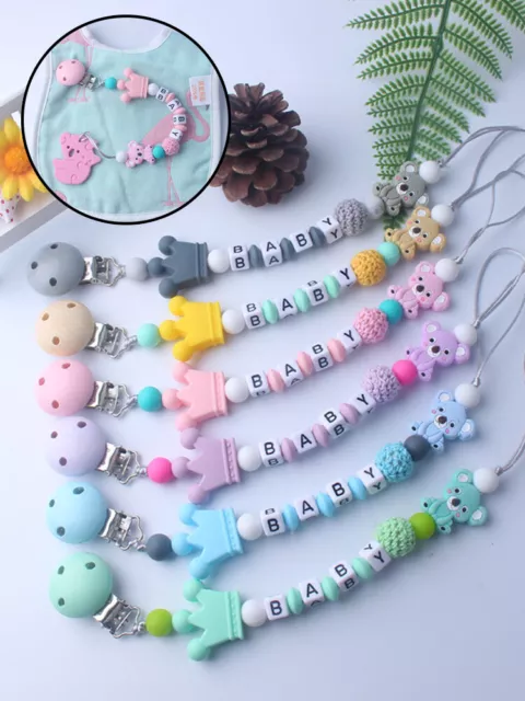 Dummy Clips Silicone Pacifier Holder Soother Chain Baby Shower Gifts^ ~