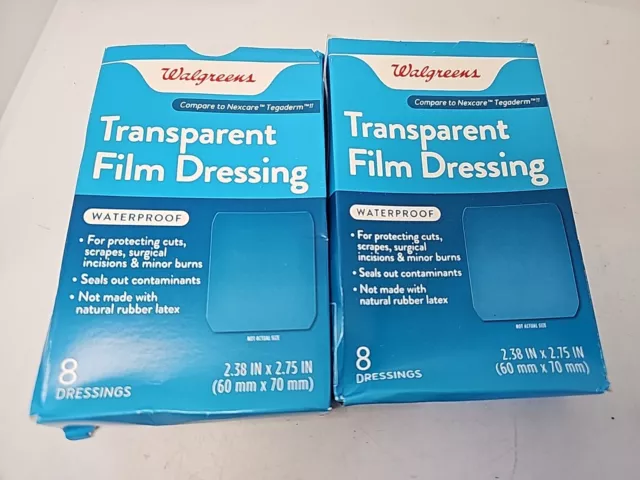 Película de aderezo transparente impermeable 2 paquetes 8 aderezos 2,38"" x 2,75"".(Walgreens)