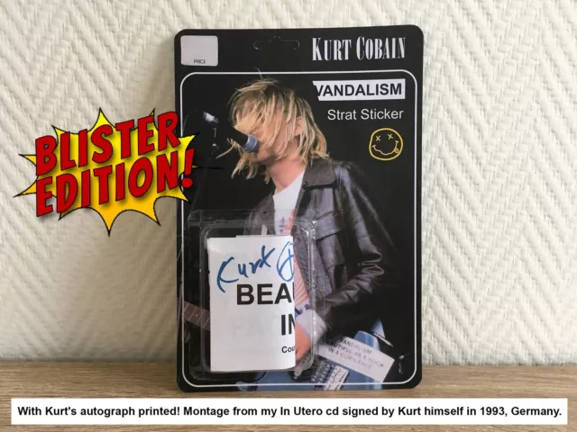 Kurt Cobain VANDALISM Strat Sticker BLISTER Autograph Signed Beautiful rock Cop