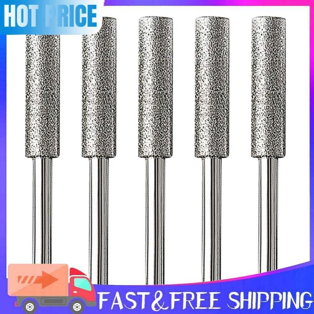 5pcs/Set Diamond Coated Grinding File Stone Heads Drill Bit (5.5mm Silver)
