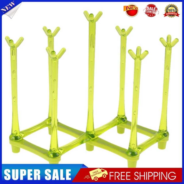 Glass Cup Bottle Drying Rack Drainer Shelf Holder Kitchen Organizer (Green)