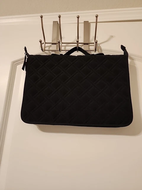 Vera Bradley Hanging Travel Organizer Large Quilted Black/Multi Pattern Zippered 2