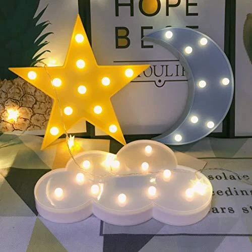 QiaoFei Decorative LED Crescent Moon Cloud Star Night Lights for Girls and Ad...