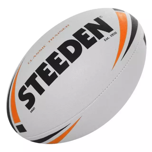 Steeden Classic Trainer - ages 10-12 Years in White - Rugby League Football