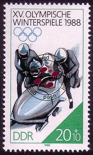 3142 Olympische Winterspiele 20+10 Pf 1988 Viererbob O