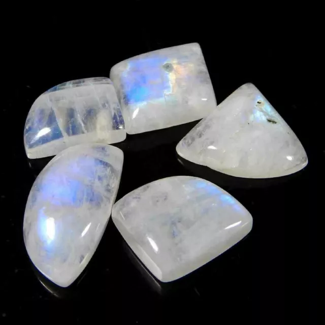 22.40Cts100%Natural Blue Rainbow Moonstone Fancy Cabochon Gemstone lot