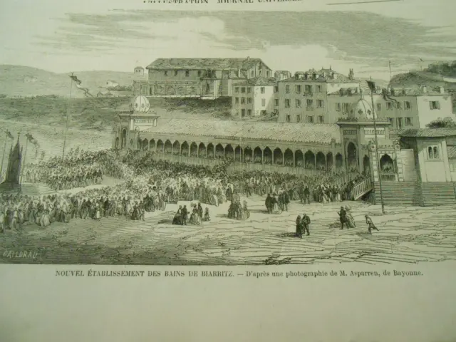Gravure 1858 - Etablissement des Bains de Biarritz