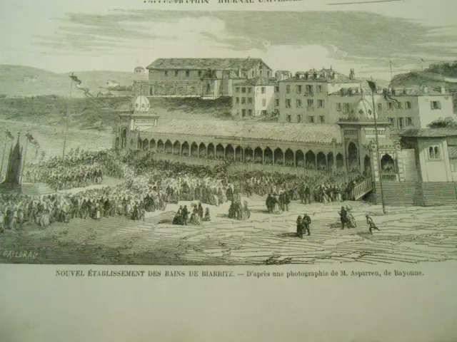 Gravure 1858 - Etablissement des Bains de Biarritz