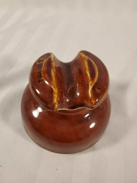 Vintage Thomas Saddle Top Ceramic Insulator Brown