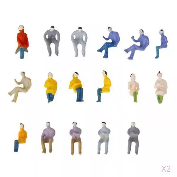 200x Painted   Seated People Passengers Figures 1:100 TT Scale