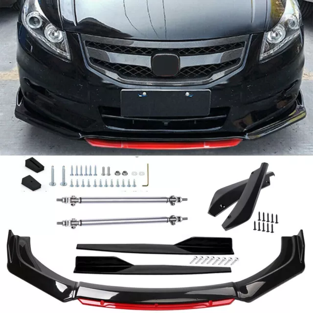 For 08 09 10 Honda Accord Front Bumper Lip Spoiler Diffuser+Side Skirts+Rear Lip