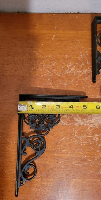 Vintage Pair of  Fancy Ornate Victorian Cast Iron Filigreed Shelf Brackets 9