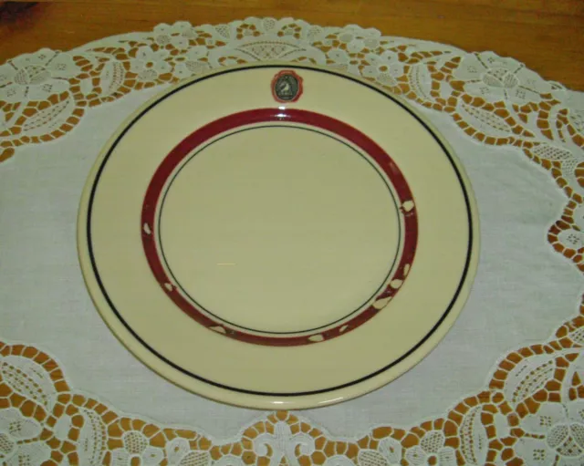 Vintage Iroquois Syracuse China Restaurant HORSE Tan Maroon Stripe 7 3/8" Plate