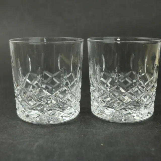 Pair Crystal Glass Whisky Tumblers  7.5cm / 3 inches Tall Glasses 6 fl.oz  170ml