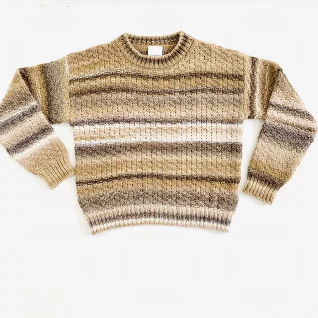 Project AJ117 Jumper Chunky knit Size XL UK 16 Idaho Camel & Brown Striped