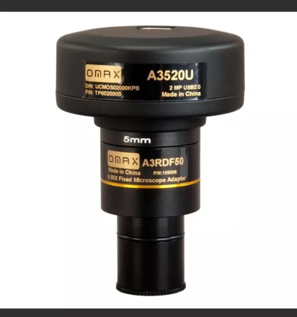 OMAX 2.0MP USB Digital Microscope Camera + 0.01mm Calibration Slide - Win/Linux