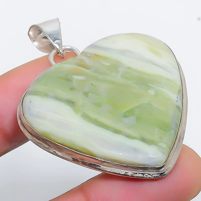 Swiss Green Opal Gemstone Handmade Gift Jewelry Pendant 1.97" P071