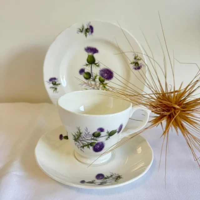 Footed Cup, Saucer and Side Plate - The Thistle by LUCKENBOOTH