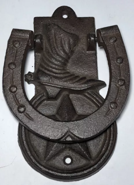 Rustic Horseshoe Cowboy Boot Star Door Knocker Heavy Cast Iron Barn Western