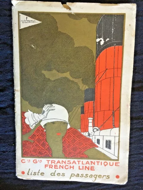 GEORGES LEPAPE - LISTE DES PASSAGERS paquebot De Grasse Cie Transatlantique 1926 2