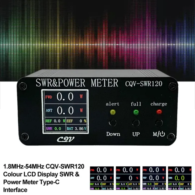 1,8 MHz-54 MHz CQV-SWR120 LCD a colori digitale SWR e interfaccia misuratore di potenza tipo C #