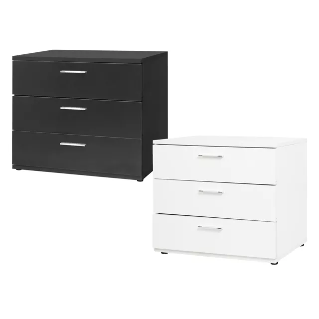 Table de chevet commode 3 tiroirs meuble chambre à coucher 53x45x38cm noir/blanc