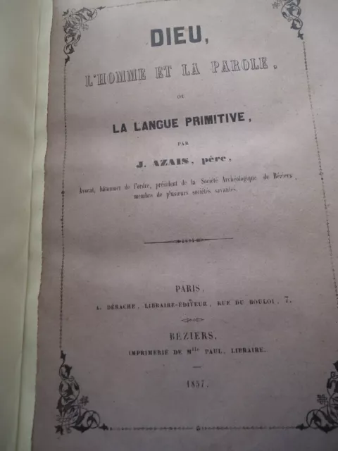 Dieu, l'Homme et la Parole ou la Langue primitive par J. Azais, père 3