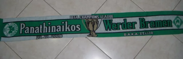 vv PANATHINAIKOS WERDER BREMEN SCARF UCL HOME AND AWAY 2008-2009