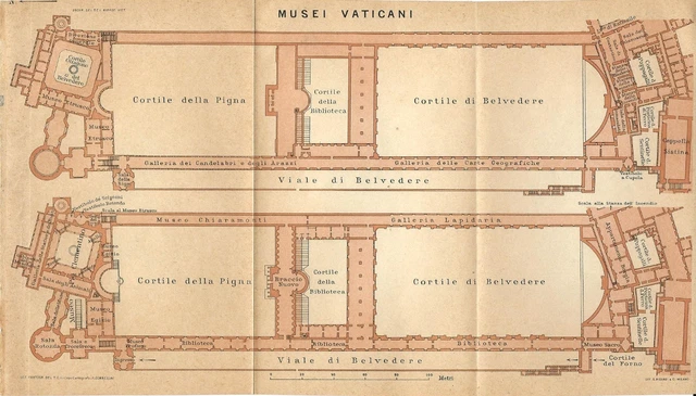 CARTA GEOGRAFICA ANTICA ROMA MUSEI VATICANI TCI 1925 Old Antique map ...