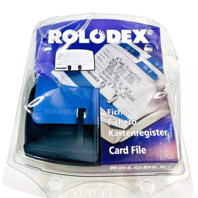 Rolodex Petite Card File 15352 with A-Z Indexed Tabs + 50 Cards Black Stand New