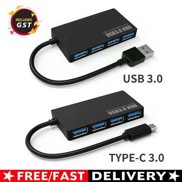 Multi USB 3.0 Hub 4 Port High Speed Compact Expansion Splitter For Thunderbolt