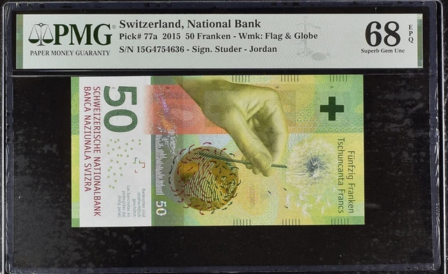 Switzerland 50 Franken 2015 P 77 a Superb Gem UNC PMG 68 EPQ NR