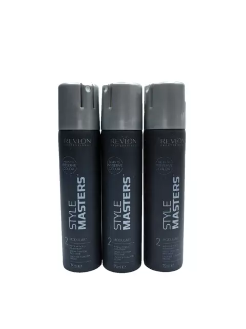 3x Revlon Style Masters Hairspray 2 Modular Medium Hold 75ml G256