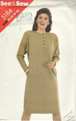 PATTERN Butterick Sewing Woman See & Sew Pull Over Dress Sz14-18 Vintage c1980's