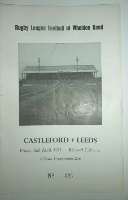 Castleford v Leeds 2nd April 1971 League Match @ Wheldon Road, Castleford