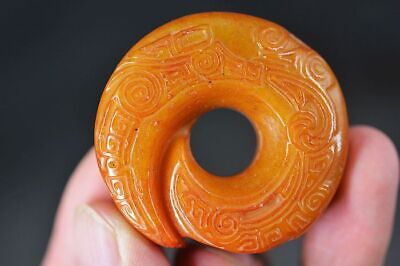 Exquisite Chinese Old Jade Hand Carved *Dragon* Pendant Z29