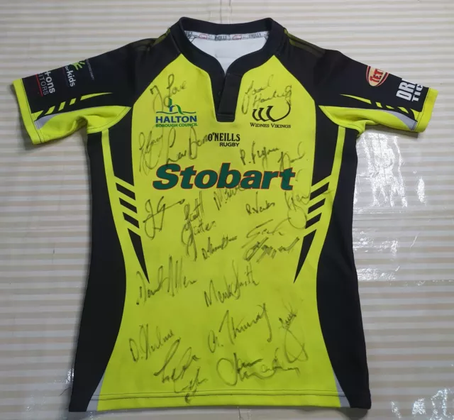 Widnes Vikings Mens  Rugby Shirt Size Small O'Neills (Team Signed) Stobart