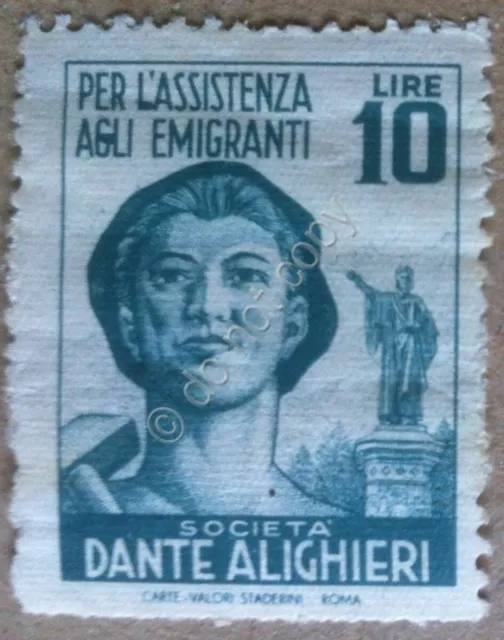 Erinnofilia Italia - Società Dante Alighieri - Pro Assistenza Emigranti MNH***